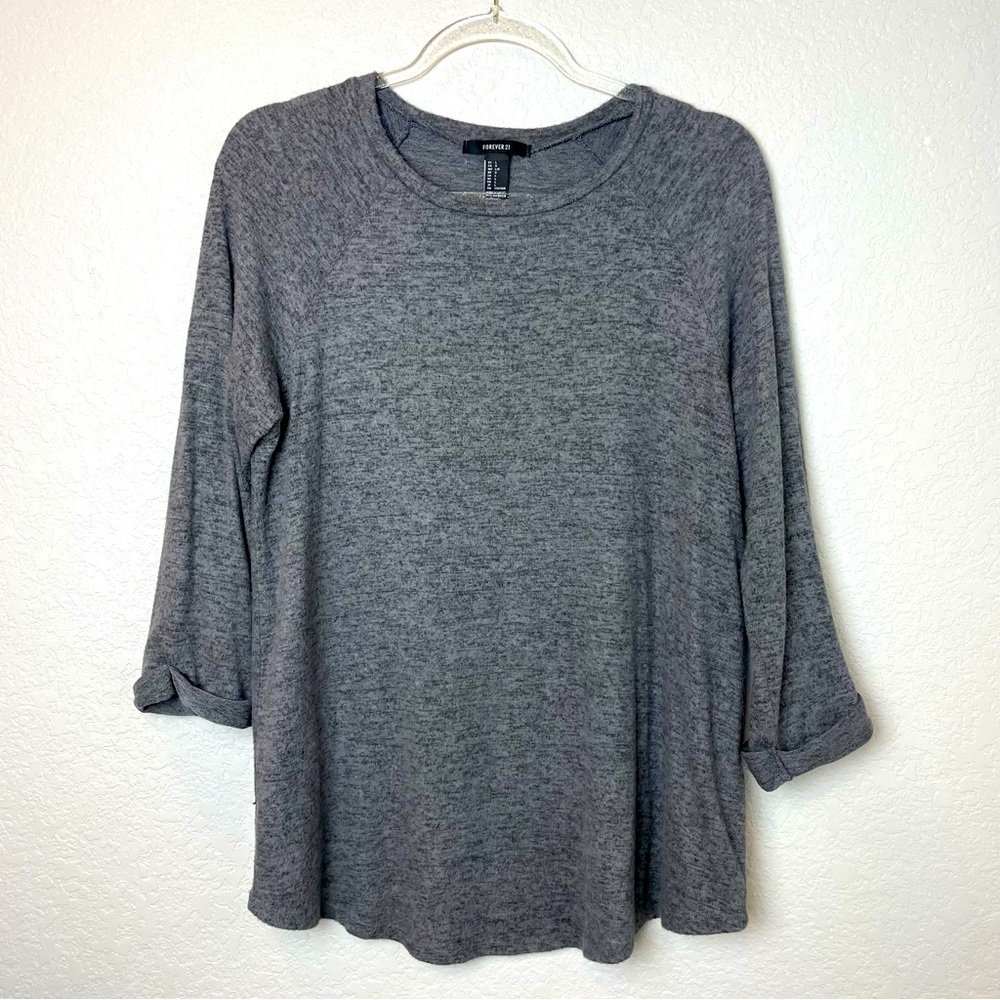 Forever 21 Heathered Gray & Black Soft Women's Top Size L